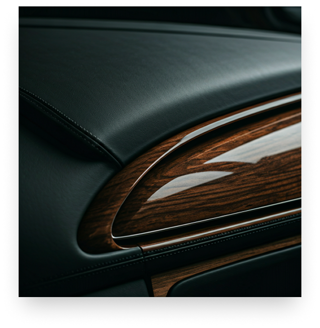 Luxury car interior – leather and wood trim